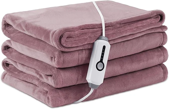 Recyclable Electric Heated Blanket Twin Size 62 quot ×84 quot Breathable amp Luxurious Flannel Soft Warm Gift with Over-Heat Protection 4 Heating Levels amp 10 H Auto Shut Off Machine Washable Purple Fast