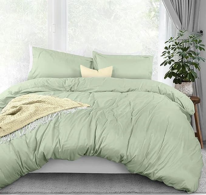 Advanced Utopia Bedding Duvet Cover Queen Size – 3 Piece with Zipper Closure – 1 Comforter Cover 90X90 Inches amp 2 Pillow Shams 20X26 Inches Sage Comforter Not Included Refined