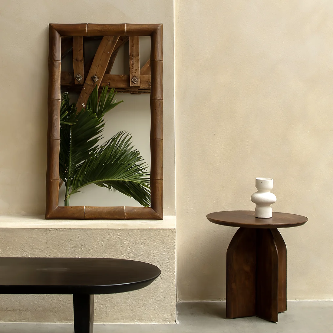 Selected Faux bamboo mirror brown Effective