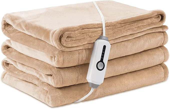 First-Class Electric Heated Blanket Throw Size 50 quot ×60 quot Breathable amp Luxurious Flannel Soft Warm Gift with Over-Heat Protection 4 Heating Levels amp 3 H Auto Shut Off Machine Washable Light Brown Carefully Designed