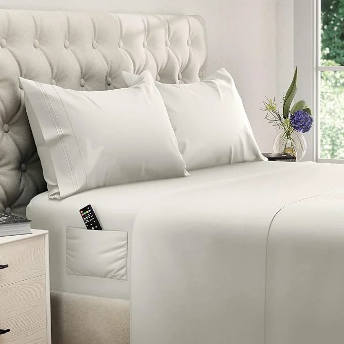 Quality DREAMCARE Twin XL Sheet Set – Cooling Bed Sheets – 4pc Set – up to 15 quot Deep Pocket – Soft amp Long Lasting Fine Brushed Polyester with Side Pocket – Ivory Excellent
