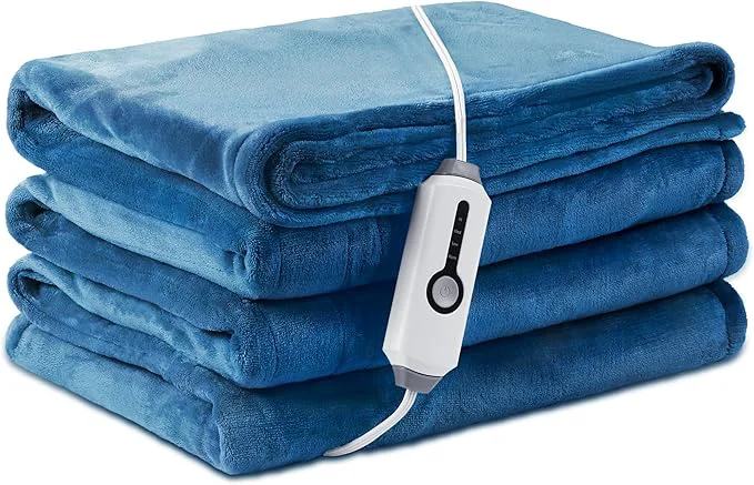 Reusable Electric Heated Blanket Twin Size 62 quot ×84 quot Breathable amp Luxurious Flannel Soft Warm Gift with Over-Heat Protection 4 Heating Levels amp 10 H Auto Shut Off Machine Washable Lake Blue Genuine