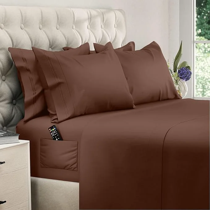 Trusted DREAMCARE Full Size Sheets Set – 6 Pcs Deep Pocket Cooling Bed Sheets – Soft Long Lasting Brushed Microfiber with Side Pocket Mocha Brown Full Smart