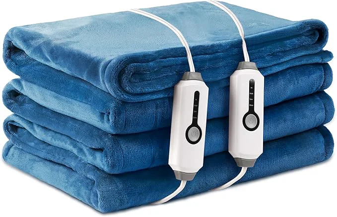 Specialty Electric Heated Blanket Queen Size 84 quot ×90 quot Comfortable amp Luxurious Flannel 4 Heating Levels amp 10 H Auto Shut Off Lake Blue Refined