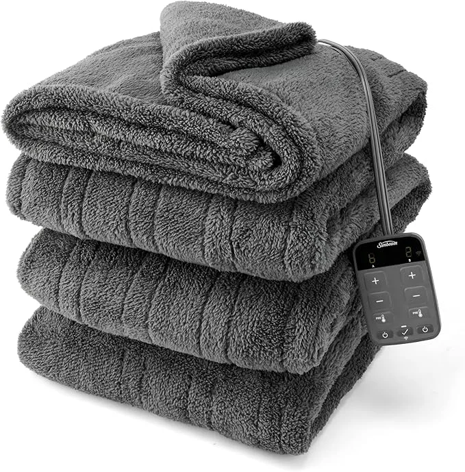 Original Sunbeam LoftTec Wi-Fi Connected Heated Blanket Electric Blanket 10 Heat Settings King Size Slate Gray Proven