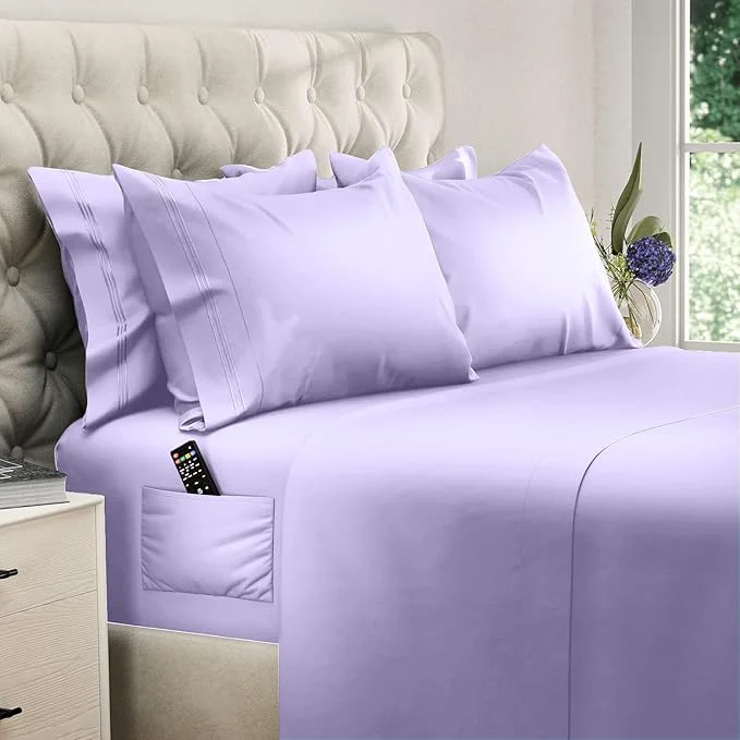 Casual DREAMCARE Full Size Sheets Set – 6 Pcs Deep Pocket Cooling Bed Sheets – Soft Long Lasting Brushed Microfiber with Side Pocket Lavender Full Superior