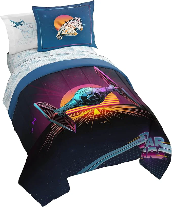 Flexible Jay Franco Kids Comforter Set Includes Sheets and Pillow Covers – Soft and Cozy Bed Set for Stylish Room Decor Blue – Star Wars 02 5 Piece Twin Size Bedding Lightweight