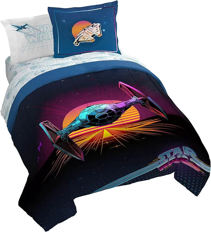 Clean Jay Franco Kids Comforter Set Includes Sheets and Pillow Covers – Soft and Cozy Bed Set for Stylish Room Decor Blue – Star Wars 02 7 Piece Queen Size Bedding Certified