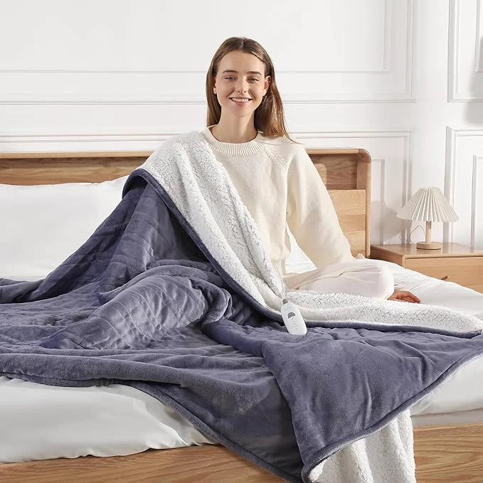 Fast Heating Blankets Heated Throw 50 39 39 X60 39 39 – Purple Heated Blanket Flannel Sherpa Double Sided Electric Blanket with 5 Heat Settings amp 4 Hours Auto-Off Small Electric Throw for Grandma Gifts Lavender Green