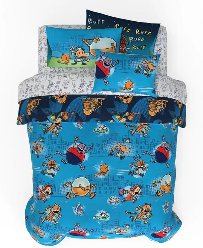Superior Dog Man Supa Buddies Book Kids Bedding Set Queen Size 7 Piece Set Super Soft Cozy Reversible Comforter and Sheet Set with Sham ly Licensed Product by Franco Exceptional