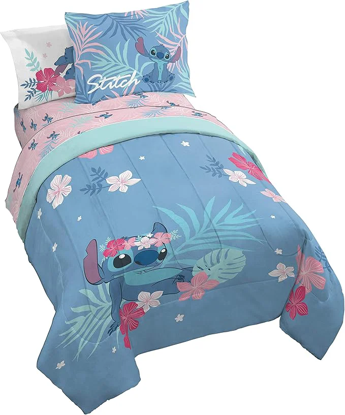 Official Jay Franco Disney Lilo amp Stitch Paradise Dream 7 Piece Full Bed Set – Includes Reversible Comforter amp Sheet Set Bedding – Super Soft Fade Resistant Microfiber Disney Product Casual