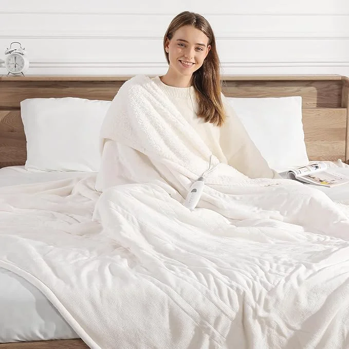 High-Quality Twin Heated Blanket 62 39 39 X84 39 39 Electric Blanket Twin Size – Soft Warm Heating Blanket with 5 Heating Level amp 10 Hour Auto Off ETL amp Machine Washable for Grandma Gifts Cream White Top-Quality