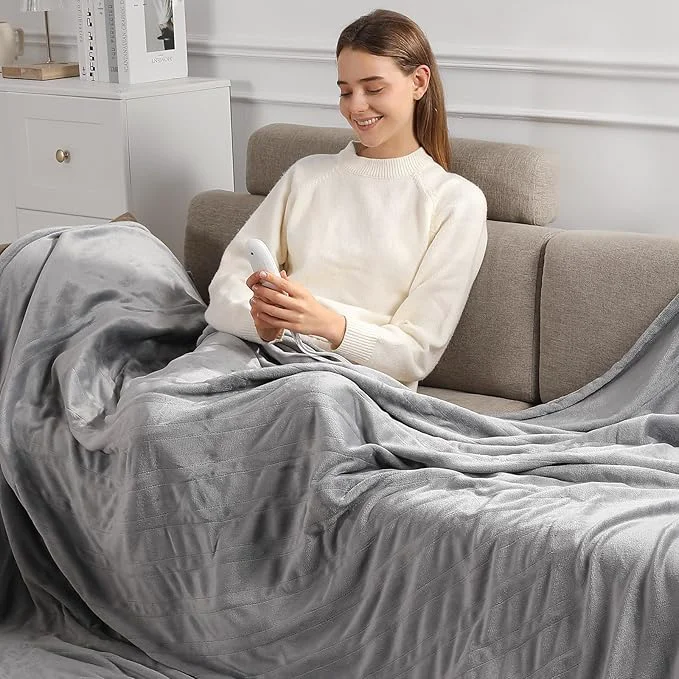 Natural Heated Blanket Full Electric Blanket 72X84in – Fast Heating Blanket for Adults Ultra Soft Flannel Blankets with 5 Heat Levels amp 10 Hrs Timer Machine Washable Bed Warm Blanket for Winter Silver Gray Comfortable