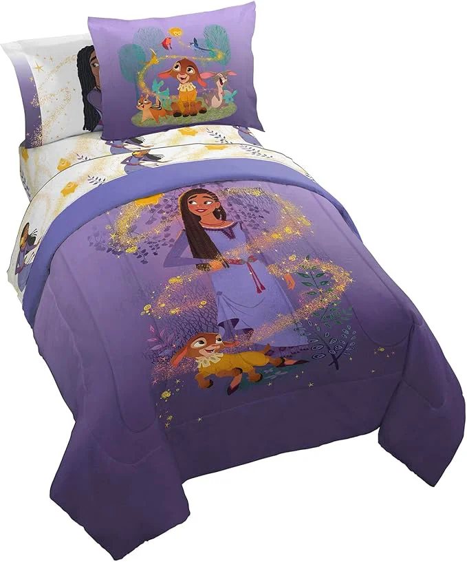 Professional Disney Wish Full Comforter Set – 7 Piece Bed Set Includes Sheet Set amp Pillow Covers – Super Soft Kids Bedding Features Asha Valentino amp Star High-End