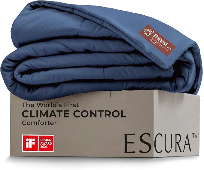 ESCURA Tw® Climate Control Comforter King Cali King German Patented PCM Down All-Season Design for Hot Sleepers amp Night Sweats Bamboo Lightweight Breathable Hypoallergenic Blanket Sophisticated
