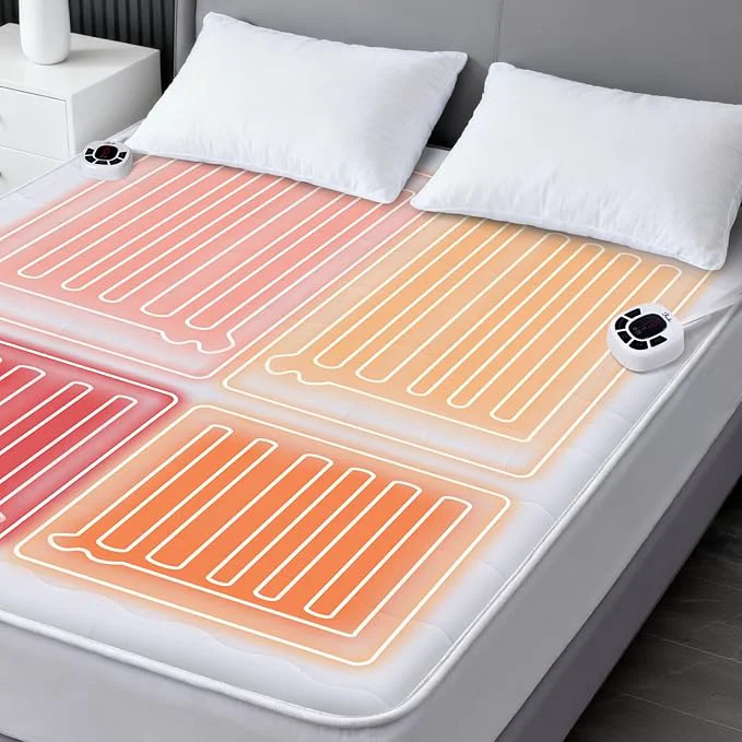 Prestigious King Size Multi Zone Electric Heated Mattress Pad – Bed Warmer with Memory amp Preheat Functions 10 Heat Settings Dual Control for 1-12 Hours Auto Off Lighted Button Modern