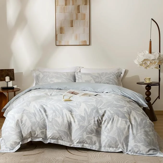 Effective OAITE Duvet Cover Set Queen Size Floral Pattern Ultra Soft Cotton Duvet Cover Sets 3-PC Breathable Duvet Cover with Zipper Closure amp Corner Ties 2 Pillow Shams 1 Duvet Cover Proven