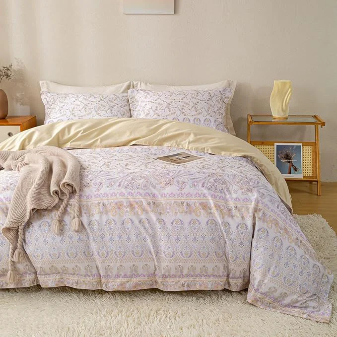 Genuine OAITE Duvet Cover Set Twin Size Floral Pattern Ultra Soft Cotton Duvet Cover Sets 3-PC Breathable Duvet Cover with Zipper Closure amp Corner Ties 2 Pillow Shams 1 Duvet Cover Exceptional
