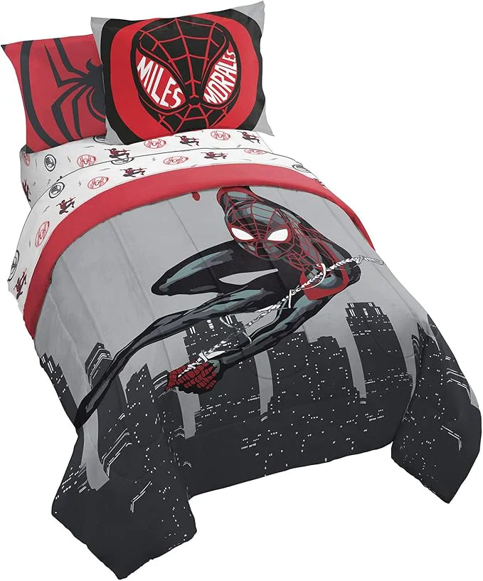 Easy-to-Use Jay Franco Marvel Miles Morales New Kid 7 Piece Queen Bed Set – Includes Comforter amp Sheet Set Bedding – Super Soft Fade Resistant Microfiber Marvel Product Fast