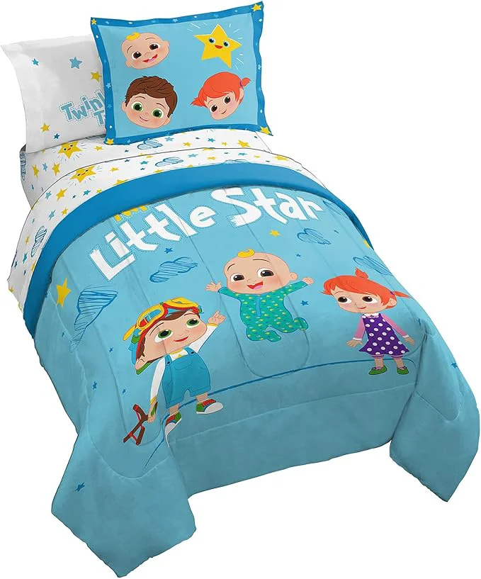 Convenient Jay Franco CoComelon Little Star 7 Piece Full Size Bed Set – Includes Comforter amp Sheet Set – Bedding Features JJ YoYo amp Tomtom – Super Soft Fade Resistant Microfiber CoComelon Product Official