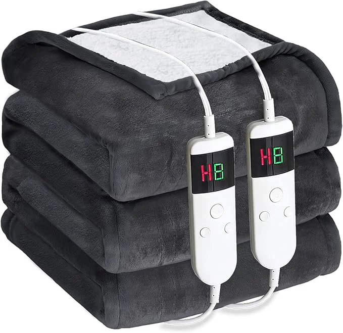 Secure Electric Heated Blanket Queen Size 84 39 39 x90 39 39 – Dual-Control Heating Blanket Soft amp Warm Flannel 10-Level Temperature Control 8 Hours Auto Off Rapid Heating amp Overheat Protection High-Grade