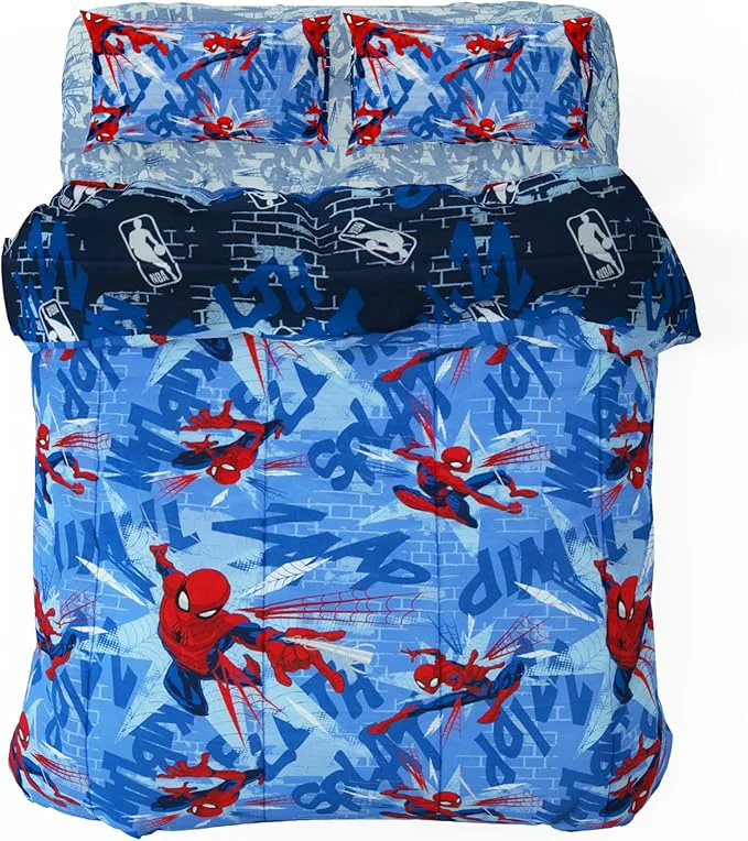 Smooth Northwest Disney Marvel Spiderman Full Size Comforter Set 5 Piece Reversible Design Ultra Soft Fade Resistant Microfiber Kids Bedding Set ly Licensed User-Friendly
