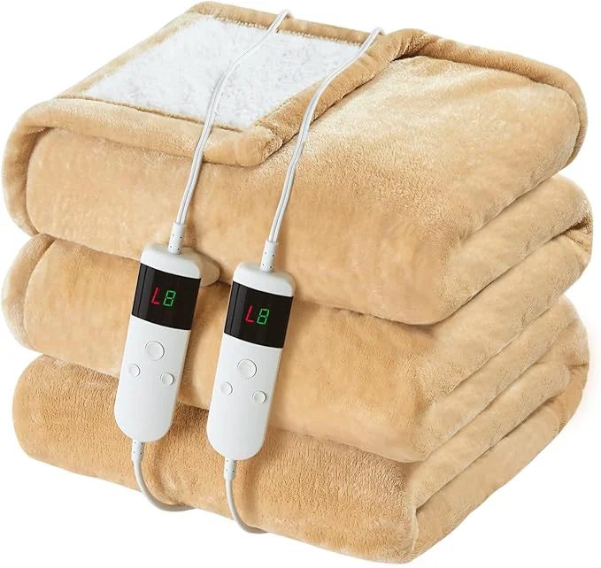 Modern Electric Heated Blanket Queen Size 84 39 39 x90 39 39 Soft Flannel amp Sherpa Electric Blanket with 10 Heating Levels Automatically Shut Down After 8h with Overheat Protection Machine Washable Detailed