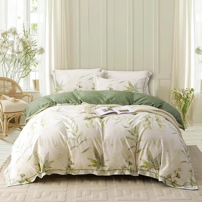 Unique OAITE Duvet Cover Set Twin Size Floral Pattern 500 Thread Count Ultra Soft Cotton Duvet Cover Sets 3-PC Breathable Duvet Cover with Zipper Closure amp Corner Ties Versatile