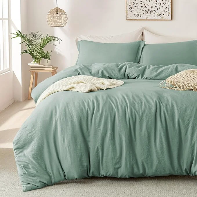 Smooth MILDLY Super Soft Duvet Cover 2pcs – Washed Microfiber Sage Green Comforter Cover Set with Zipper Closure amp Corner Ties No Comforter Pure