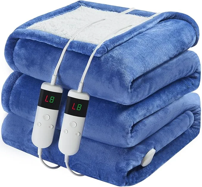 Breathable Electric Heated Blanket King Size 90 39 39 x100 39 39 Soft Flannel amp Sherpa Electric Blanket with 10 Heating Levels Automatically Shut Down After 8h with Overheat Protection Machine Washable Refined