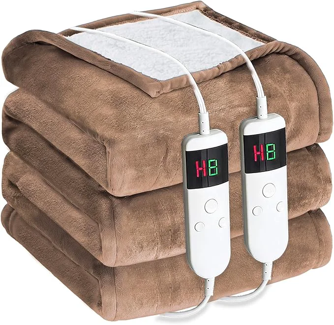 Sophisticated Electric Heated Blanket King Size 90 39 39 x100 39 39 – Dual-Control Heating Blanket Soft amp Warm Flannel 10-Level Temperature Control 8 Hours Auto Off Rapid Heating amp Overheat Protection Functional