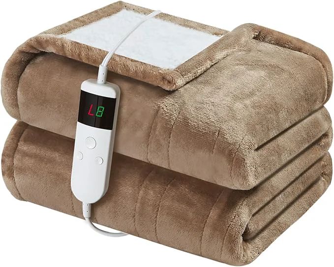 Crafted Electric Heated Blanket Throw Size 50 39 39 x60 39 39 Soft Flannel amp Sherpa Electric Blanket with 10 Heating Levels Automatically Shut Down After 8h with Overheat Protection Machine Washable Elite