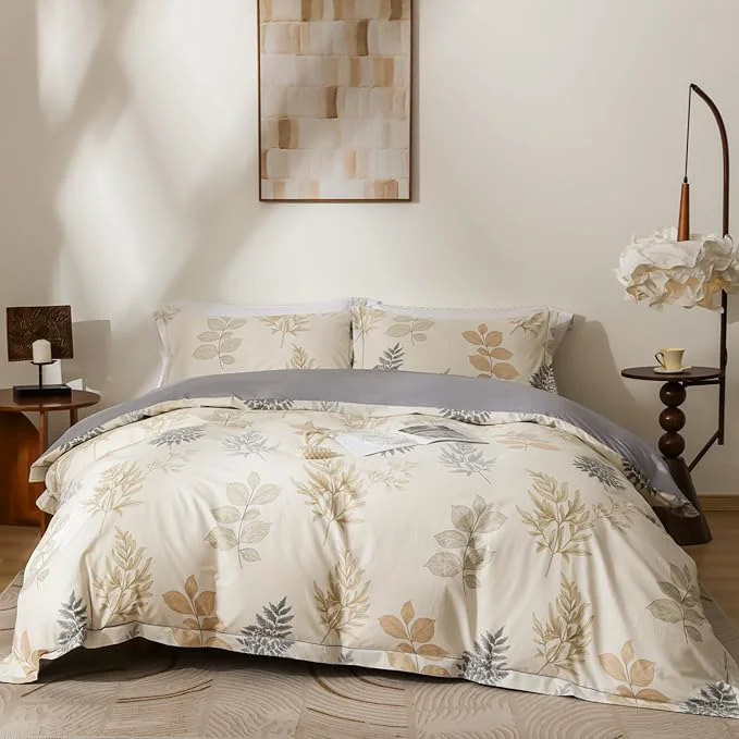 Specialty OAITE Duvet Cover Set Queen Size Floral Pattern Ultra Soft Cotton Duvet Cover Sets 3-PC Breathable Duvet Cover with Zipper Closure amp Corner Ties 2 Pillow Shams 1 Duvet Cover Elegant