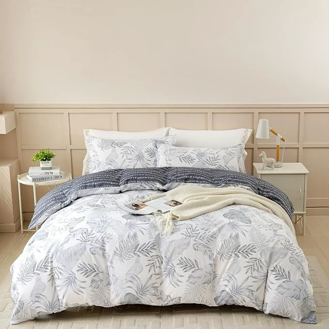 Advanced OAITE Duvet Cover Set Cotton Comforter Cover with Floral Pattern Duvet Cover Set Soft Bedding Set Includes with 3 Piece 2 Pillow Shams 1 Duvet Cover Original