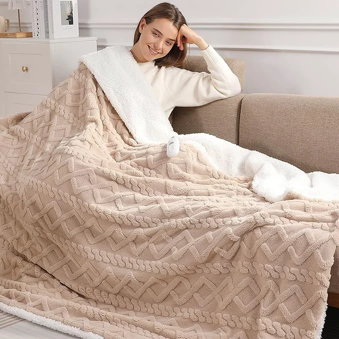 Advanced Electric Blanket Twin Heated Blanket 62 39 39 X84 39 39 with 5 Heating Levels amp 10 Hours Auto Off ETL amp FCC Certification Dual Sherpa Twin Heating Blanket Washable for Home Office Bed Great Gift Beige Organic