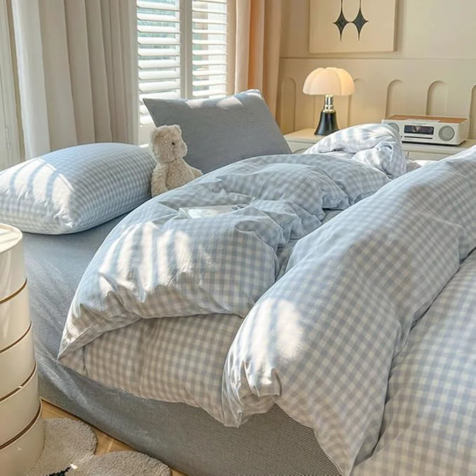 Genuine Nayoroom Gingham Duvet Cover Twin Size Blue White Plaid Checkered Comforter Cover Grid Farmhouse Bedding Set 2 Pcs Soft Breathable Washed Microfiber Gifts for Women Men Responsible
