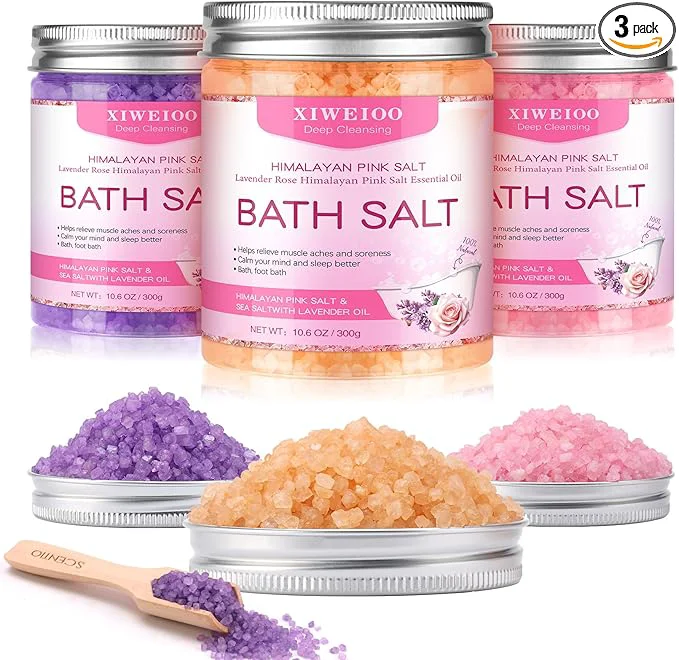 Natural Bath Salts for Soaking Himalayan Pink Bath feet soka sea Salt 3 Set Kit Effective