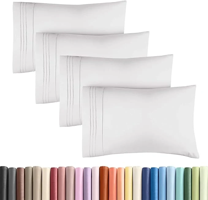 User-Friendly Standard Pillow Cases Set of 4 – Ultra Soft Hotel Quality Pillowcase Covers – Comfy Bedding for Women Men Kids amp Teens – Machine Washable Pillow Protectors – 4 Piece Set – Standard Size French Grey Secure