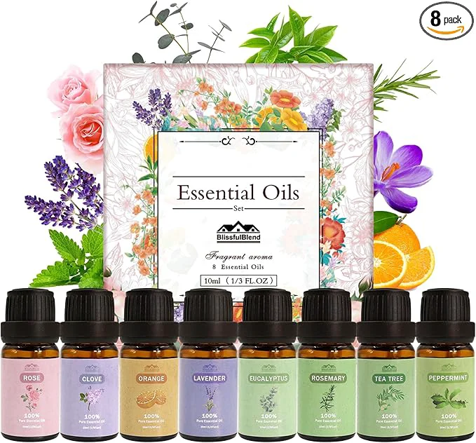 User-Friendly 8 Pcs Pure Floral Essential Oils Set Fine Crafted