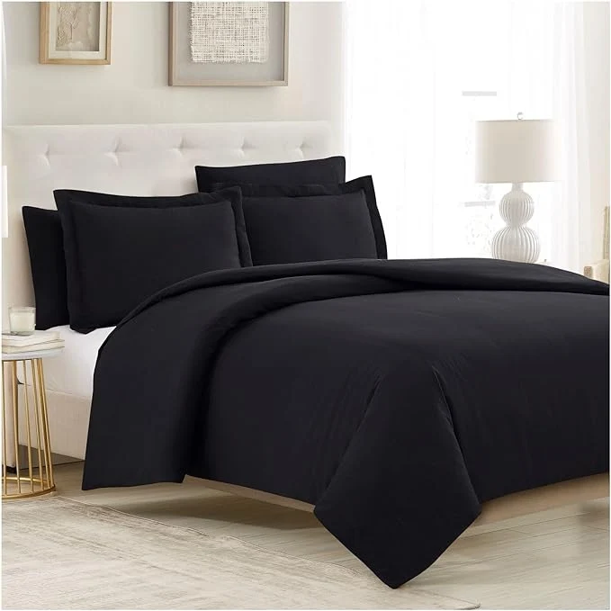 Sustainable Mellanni Duvet Cover Set – 5 PC Iconic Collection Bedding Set – Hotel Luxury Extra Soft amp Cooling – Microfiber – Button Closure and Corner Ties Oversized King Black Casual
