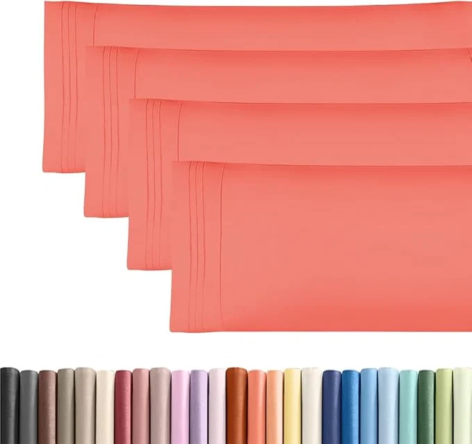 Prestigious Body Pillowcases Set of 4-20×54 Long Body Pillow Case – Soft Body Pillow Cover for Sleeping amp Side Sleepers – Comfy Cozy Breathable amp Fade – Machine Washable w Envelope Enclosure – Coral Minimalist