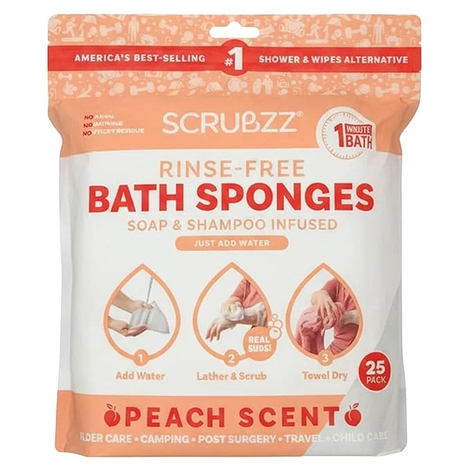 Enhanced Scrubzz Disposable No Rinse Bathing Wipes Green