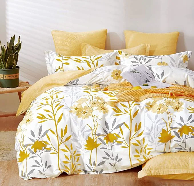 High-Performance SLEEPBELLA Duvet Cover Set 600 Thread Count Cotton Bedding Set Twin Yellow Long-Lasting