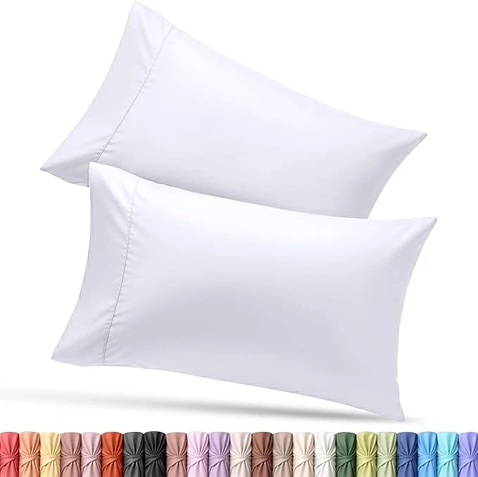 Functional Utopia Bedding Pillow Covers King Standard Size 2-Pack – Soft Brushed Microfiber – for Hospitals Hotels Guest Rooms – Oeko-TEX 20×36 Inches White High-Quality