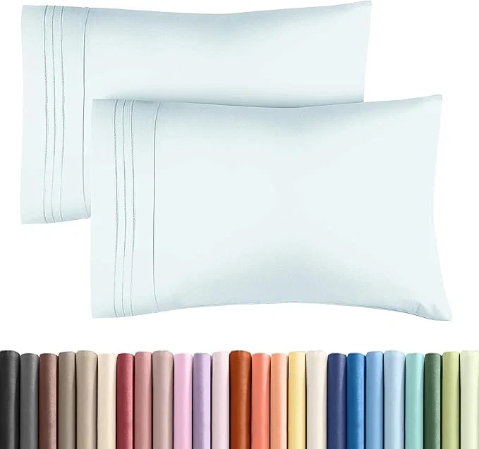 Pure Standard Pillow Cases Set of 2 – Ultra-Soft Hotel Quality Pillowcase Covers – Comfy amp Wrinkle – Stain amp Fade Resistant – Machine Washable Pillow Protectors – 2 Piece Set – Standard Size Ice Blue Original