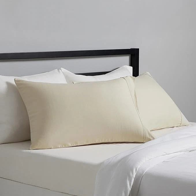 Relaxed Amazon Basics Standard Pillowcases Set of 2 – Lightweight Super Soft Easy Care Microfiber Beige 30 quot L x 20 quot W Pillows Not Included Unique