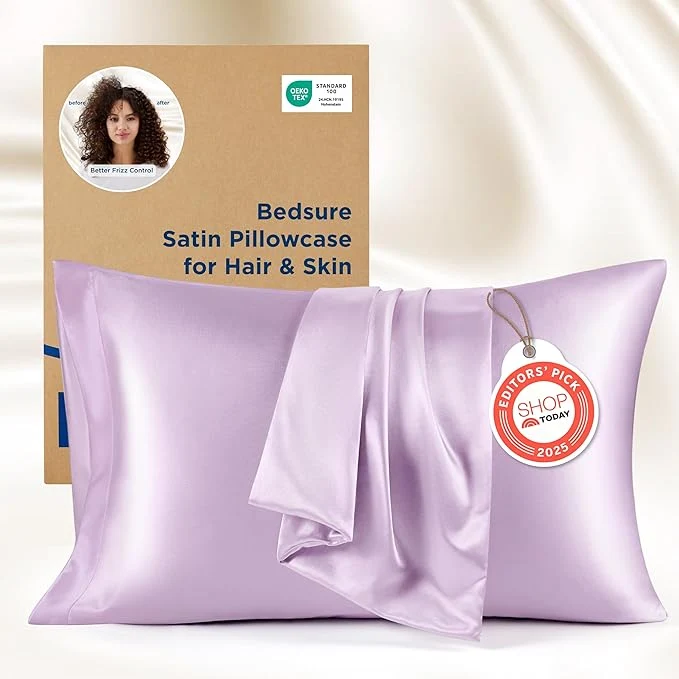 Soft Bedsure King Size Satin Pillowcase Set of 2 – Lavender Silky Pillow Cases for Hair and Skin with Envelope Closure Similar to Silk Pillow Cases Gifts for Women Men 20×36 Inches 2pcs Quality