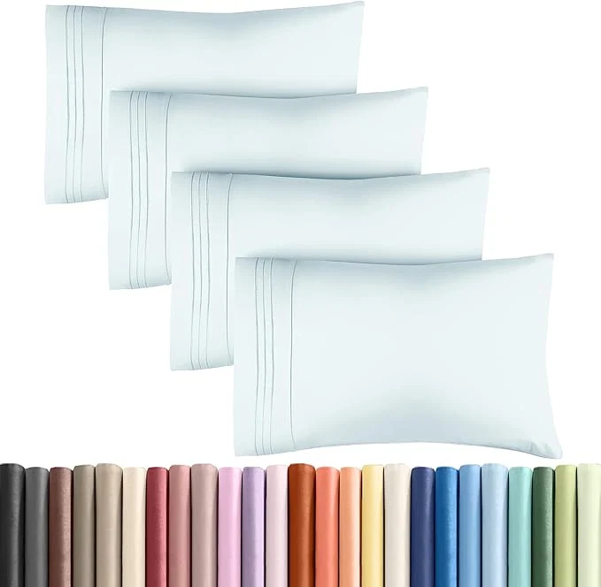 Trusted Queen Pillow Cases Set of 4 – Ultra Soft Hotel Quality Pillowcase Covers – Comfy Cozy amp Wrinkle – Shrinkage Stain amp Fade Resistant – Machine Washable Pillow Protectors – 4 Piece Set – Ice Blue Consistent