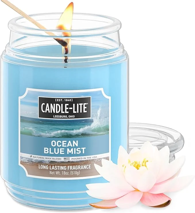 Professional Candle-lite Scented Candles Ocean Blue Mist 18 oz Jar Proudly Poured in The Trendy