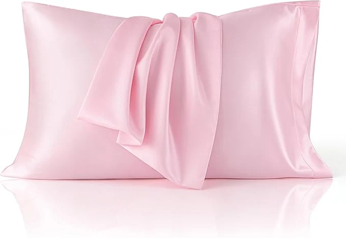 Comfortable Bedsure King Size Satin Pillowcase Set of 2 – Pink Silky Pillow Cases for Hair and Skin with Envelope Closure Similar to Silk Pillow Cases Valentine Gifts for Women Girls 20×36 Inches 2pcs Durable